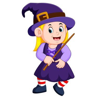 kız cadı bir sihirli değnek ile