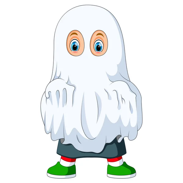 Bambino Costume Fantasma Halloween — Vettoriale Stock