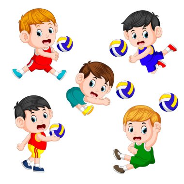 The various positions of the volleyball player clipart