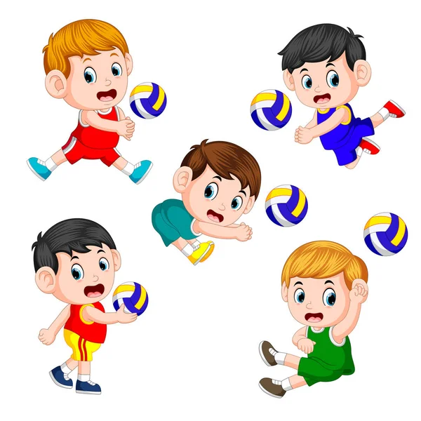 Various Positions Volleyball Player — Stock Vector