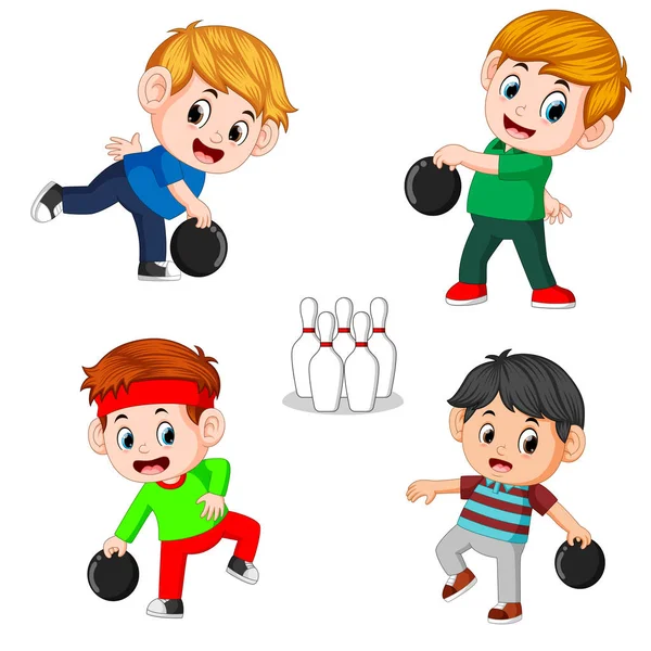 Various Positions Bowling Player — Stock Vector