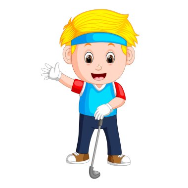 iyi poz ile golf oynamak profesyonel çocuk