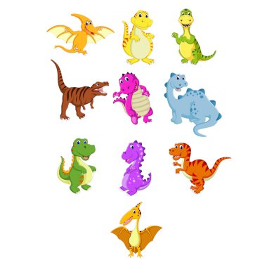 farklı türleri ile küçük dinozor topluluğu
