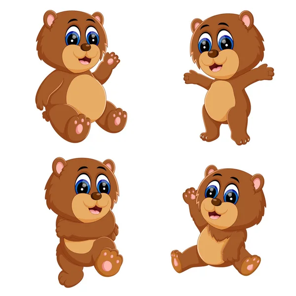 Samlingen Funny Baby Bear Med Olika Poserar — Stock vektor