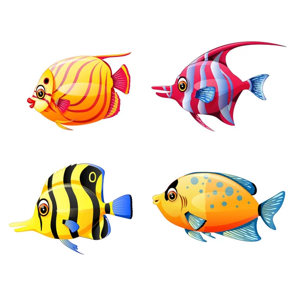 Küçük Deniz Balığı Ile Farklı Renk Koleksiyonu — Stok Vektör