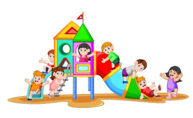 Çocuklar mutlu yüzler ile onların arkadaşı ile oyun oynarken