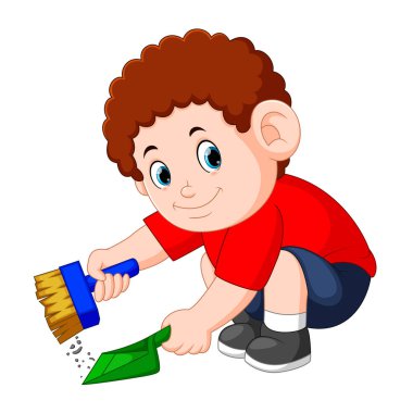 kıvırcık saçlı çocuk gölge ile toz temizle