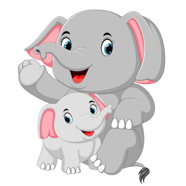 bir fil komik küçük bir fil ile oynuyor