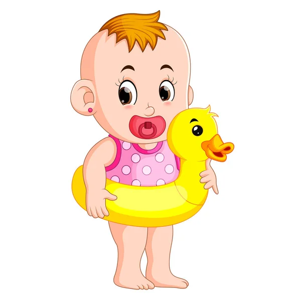 婴儿快乐穿浮标鸭 — 图库矢量图片