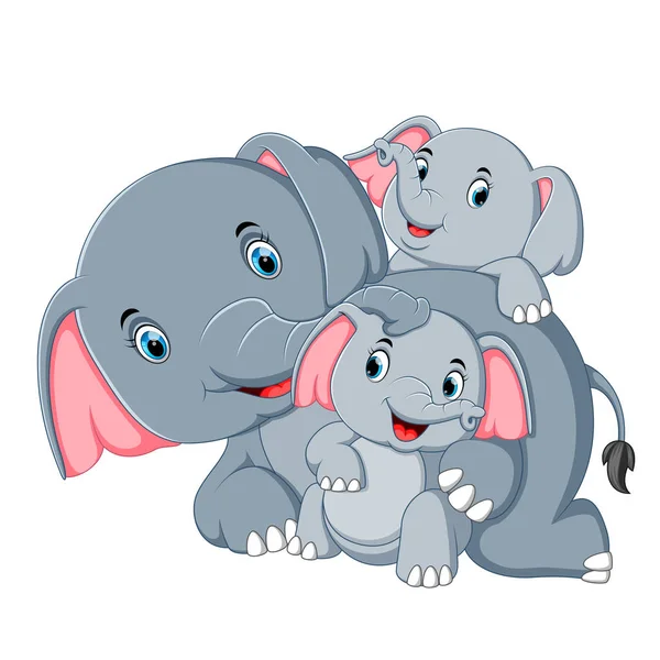 Elefante Divertirse Jugar Con Familia — Archivo Imágenes Vectoriales