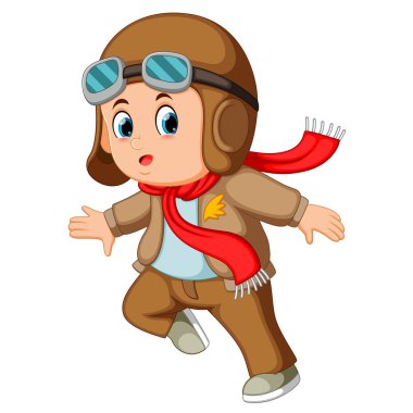Çocuk bir pilot şapka ve atkı