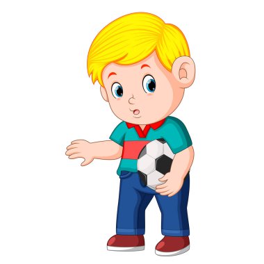 ayakta ve topu tutan çocuk