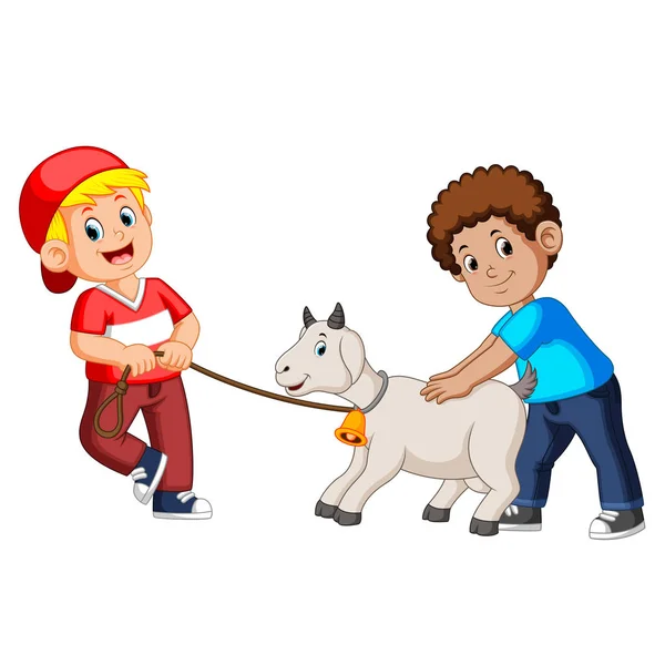 Two Kids Playing Goat — Stock Vector