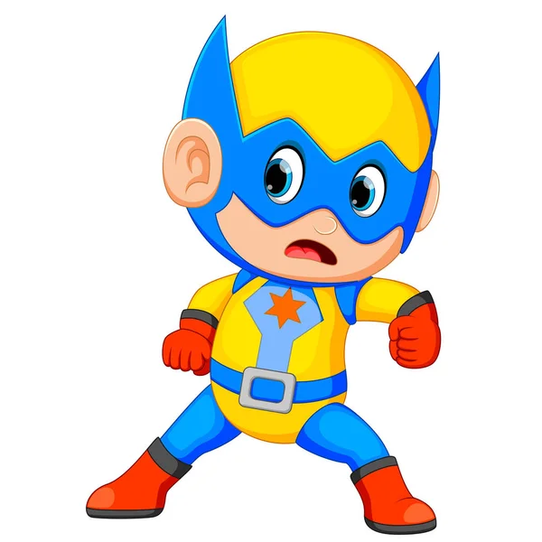 Смешной Маленький Супергерой — стоковый вектор