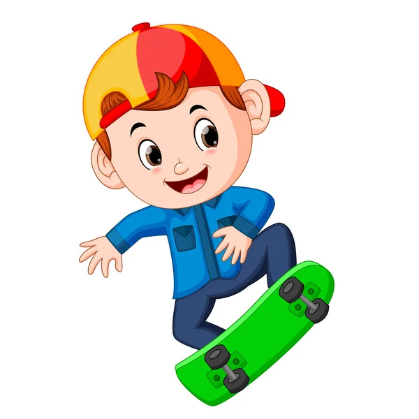 Boy Skating Jumping — Stock Vector