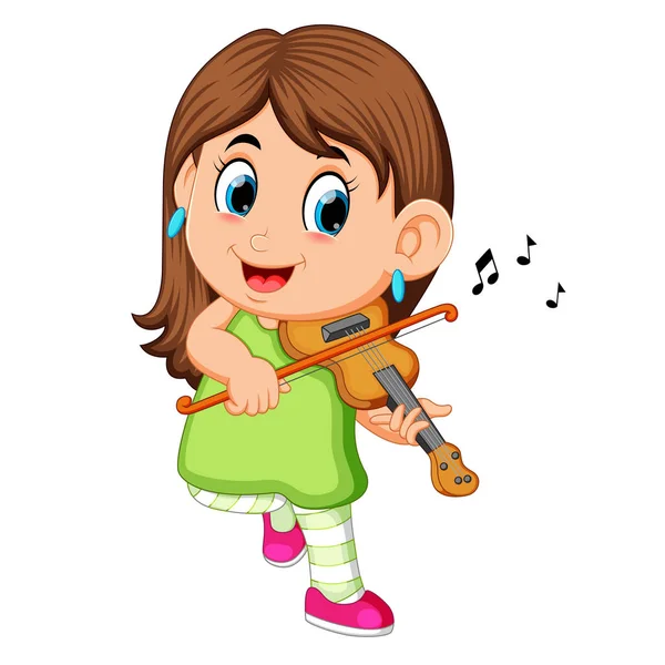 Mujer Joven Tocando Violín — Vector de stock