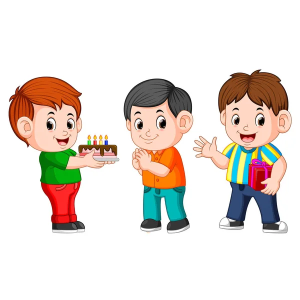 Kinder Feiern Eine Geburtstagsfeier — Stockvektor