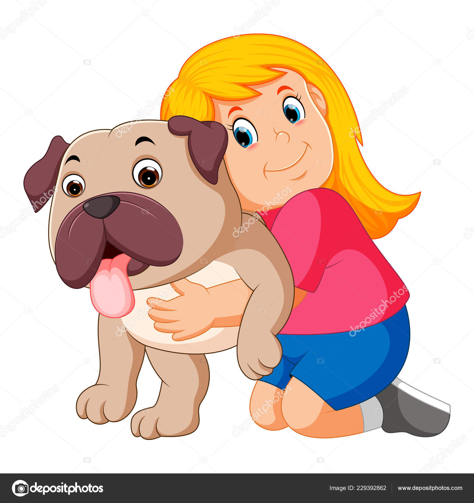 Little Girl Hugging Dog Stock Vector by ©hermandesign2015@gmail