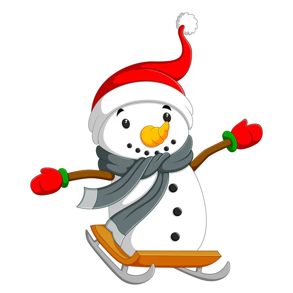 Χαρούμενος Χιονάνθρωπος Είναι Συρόμενη Στο Ταμπλό Γκρι Σάλι — Διανυσματικό Αρχείο