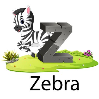 şirin hayvanat bahçesi hayvan Z için alfabe Zebra iyi animasyon ile