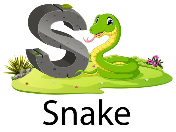 Zoo Animal Alphabet Snake Good Animation — Stock Vector