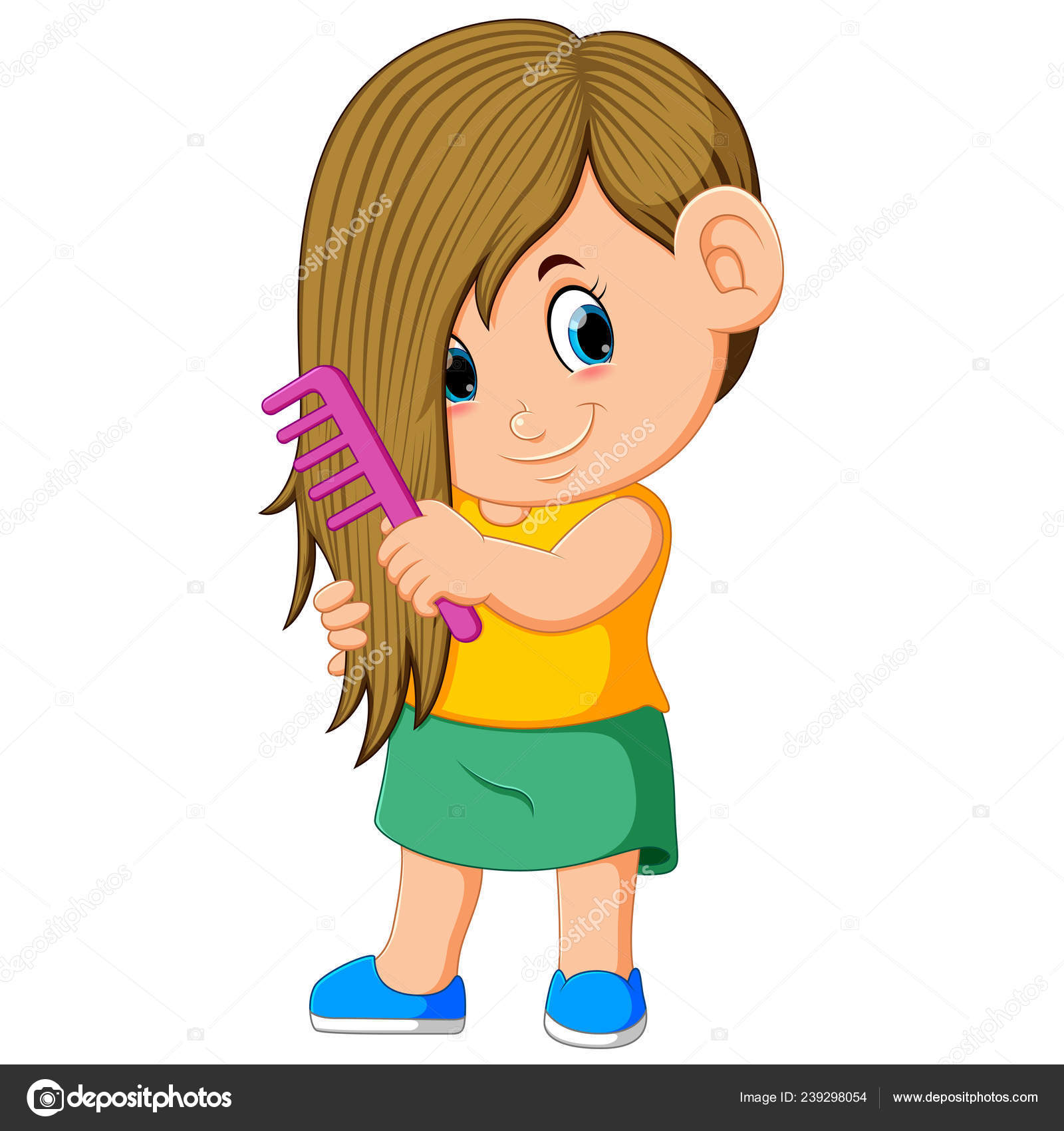 Chica Peina Pelo Con Peine Rosa Vector De Stock Por hermandesign2015 chica-peina-pelo-con-peine-rosa-vector-de-stock-por-hermandesign2015