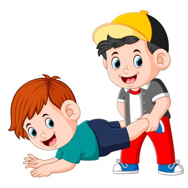 iki çocuk oynuyor ve bazıları bacaklar holding