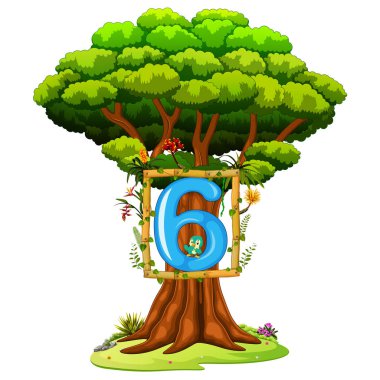 beyaz zemin üzerinde bir altıncı figür olan bir ağaç