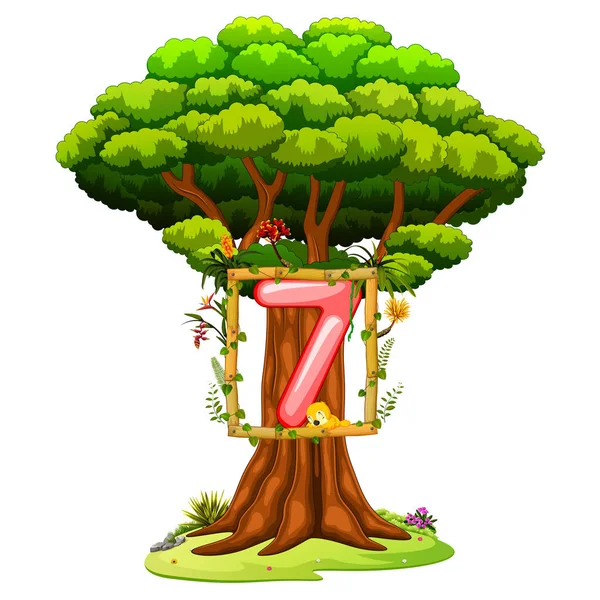 bir ağaç beyaz zemin üzerinde bir numara yedi rakam ile