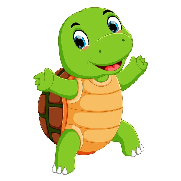 Personnage Tortue Mignon Dessin Animé — Image vectorielle