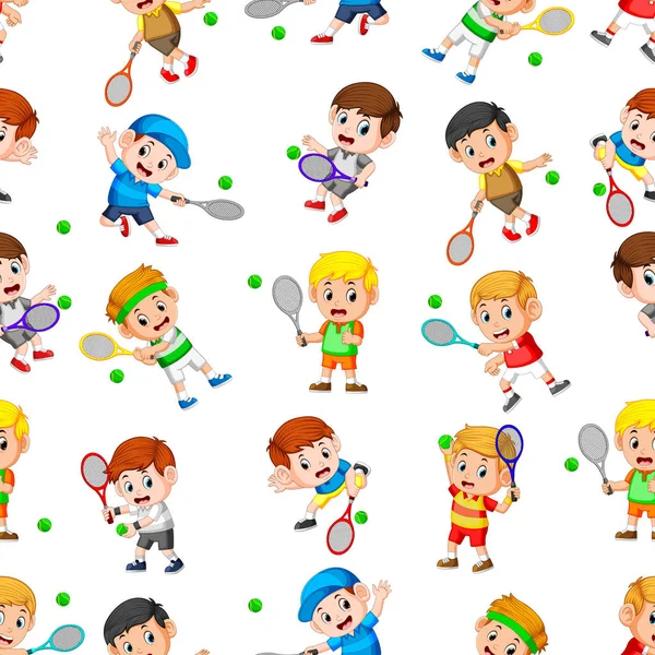 无缝模式与专业网球在行动 — 图库矢量图片