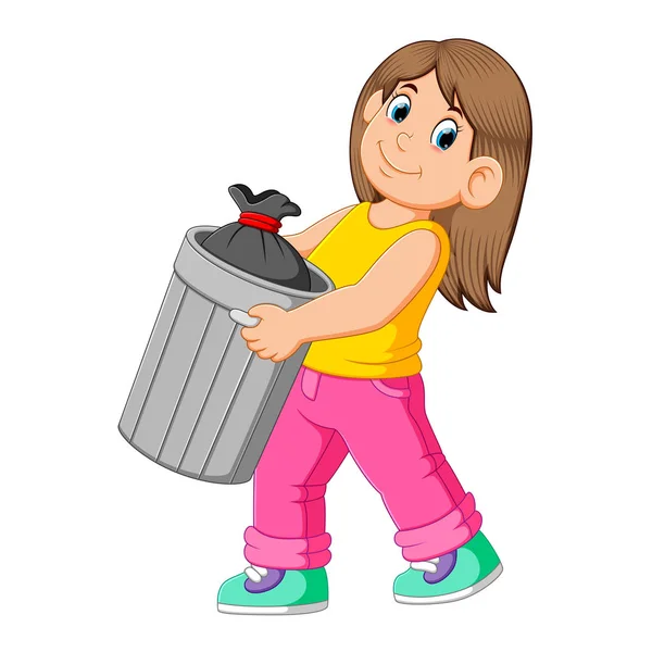 Kobieta Wyrzucać Śmieci — Wektor stockowy