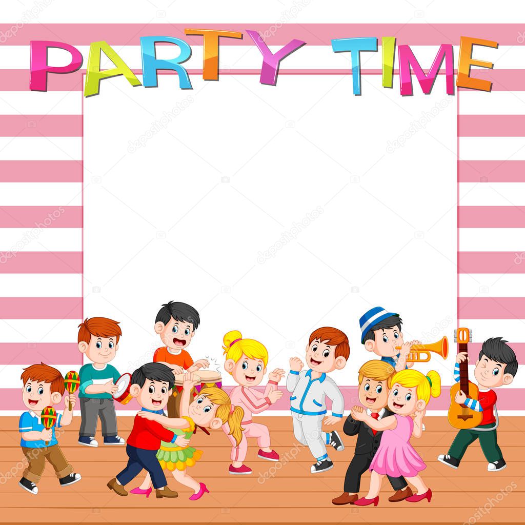 paper template with people having party