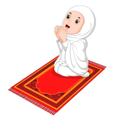 Dua ederken Seccade üzerinde oturan Müslüman kız