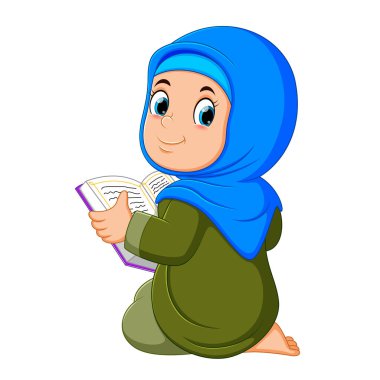  mavi peçe ile güzel kız al Kur'an tutuyor