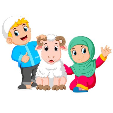  Kız ve babası büyük beyaz koyun tutuyorlar
