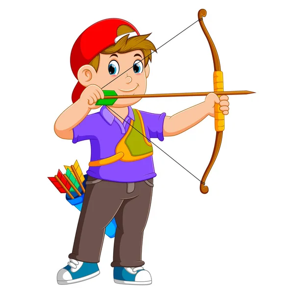 Professionele Archer Archering Met Goede Poseren — Stockvector