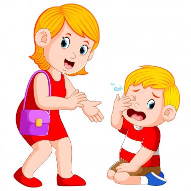 anne ağlayan çocuğu sakinleştirmeye çalışıyor.