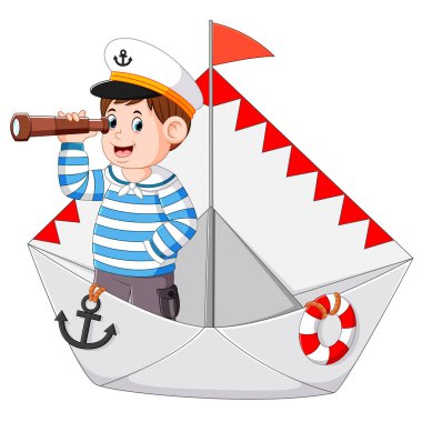 denizci dürbün gemi kağıdında tutuyor