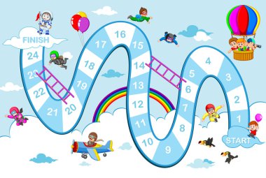 mavi gökyüzü teması ile yılan ve merdivenler oyunu