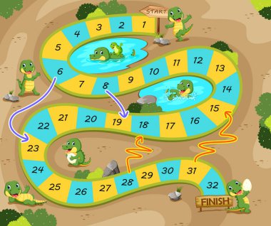  timsah teması ile yılan ve merdivenler oyunu