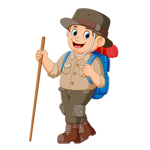 Adventurer Going Trip — Stock Vector