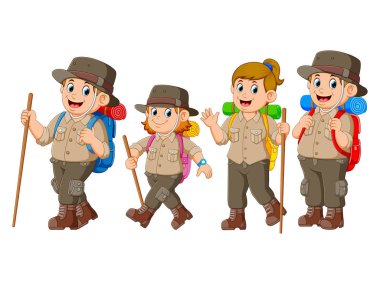 adventurer are doing the journey together clipart