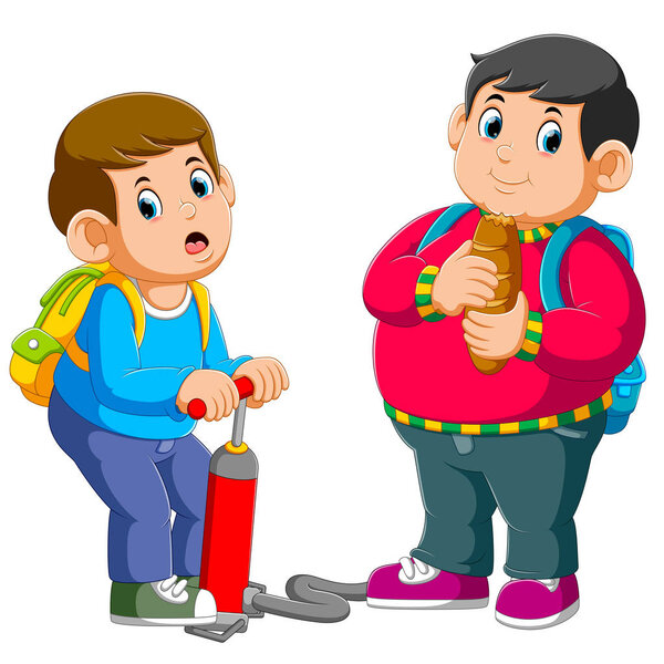 A boy pumps a his best friend