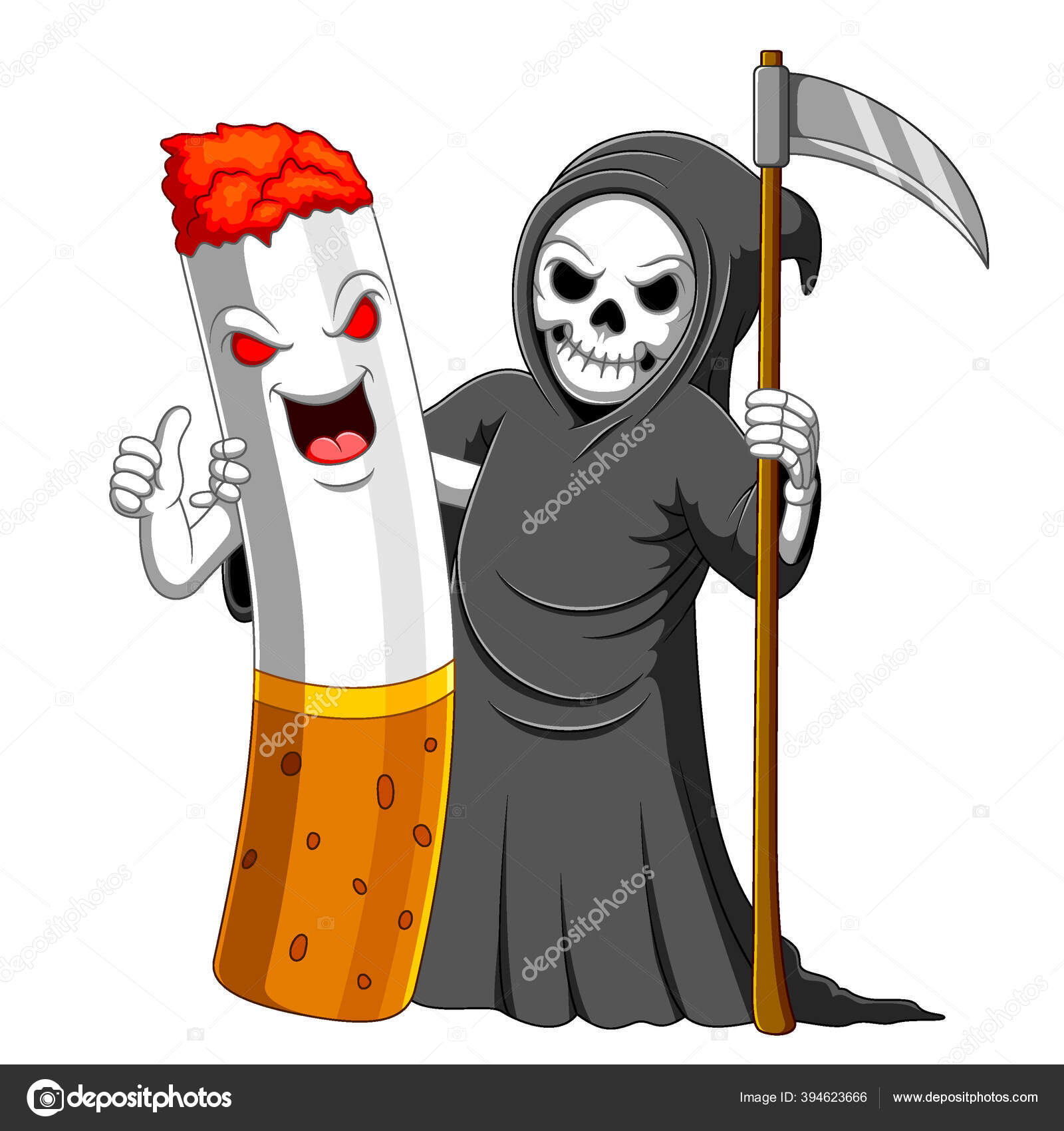 Sahabat Terbaik Rokok Dan Malaikat Maut Karakter Ilustrasi Stok Vektor C Hermandesign2015 Gmail Com 394623666