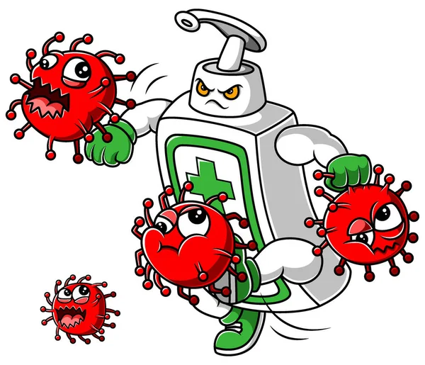 Mano Desinfectante Patada Lucha Contra Coronavirus — Archivo Imágenes Vectoriales