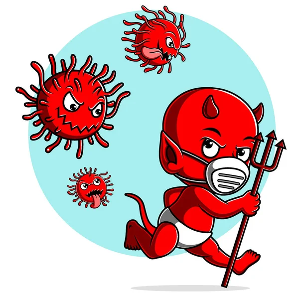 Coronavirus Covid Pursue Devil Baby — Stock Vector