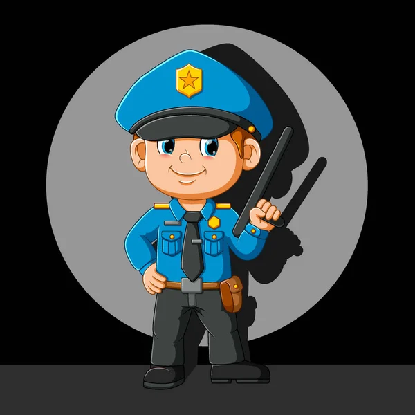 Buena Policía Haciendo Feliz Pose Illustration — Vector de stock