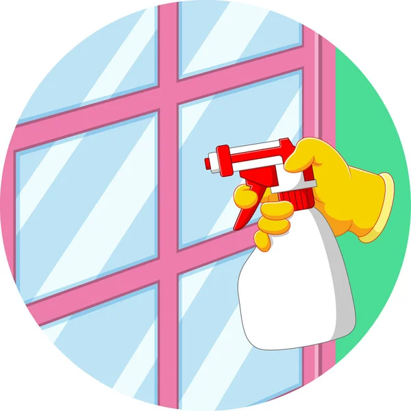 Ілюстрація Руки Тримає Спрей Очищення Вікна — стоковий вектор