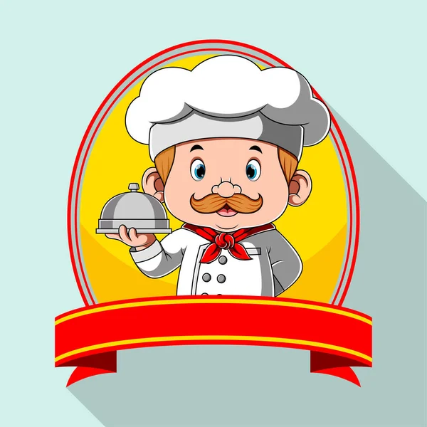 Illustration Inspiration Logo Pour Restaurant Avec Bannière Vierge — Image vectorielle